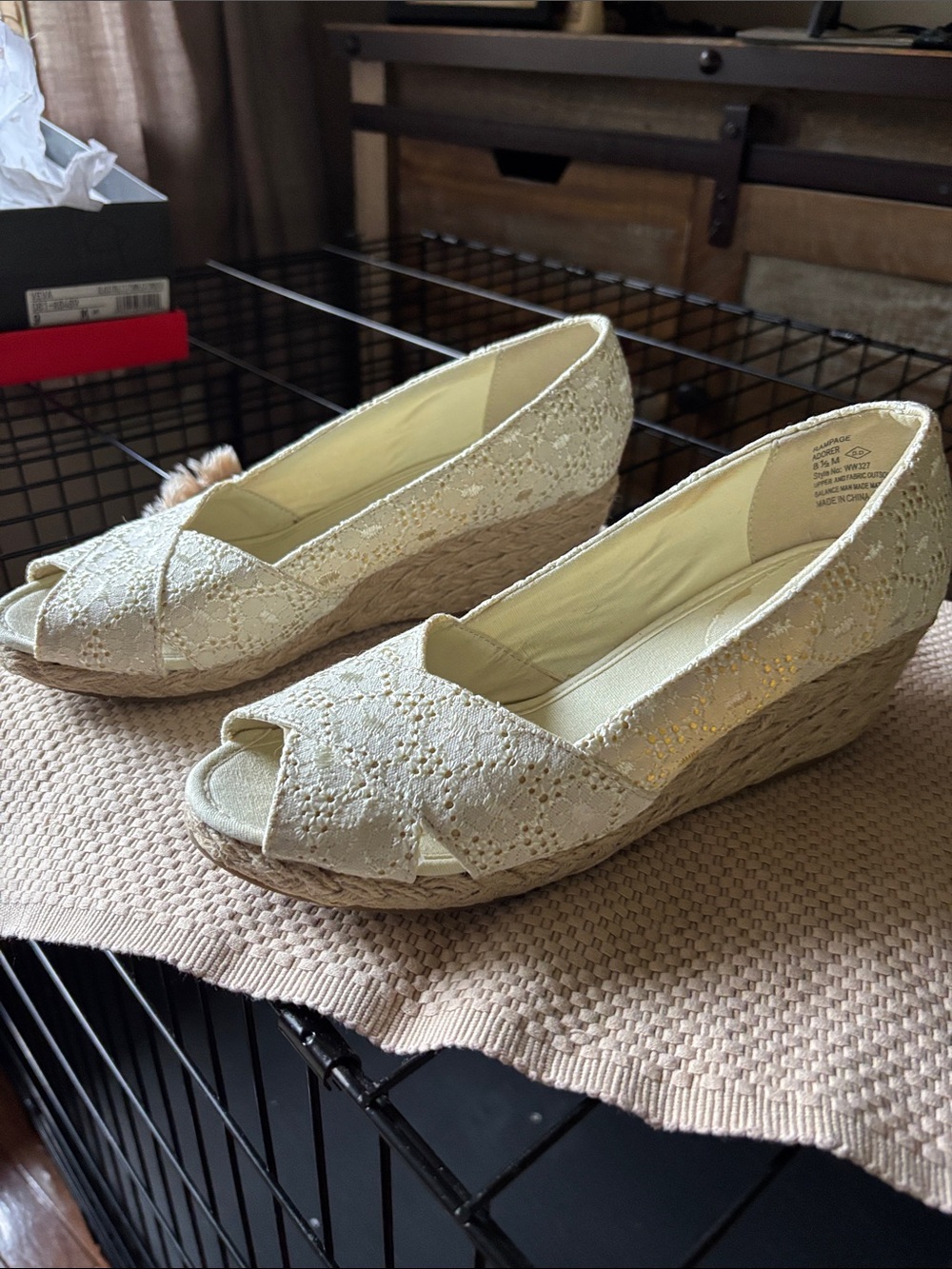 Rampage Cream Lace Espadrille Wedges